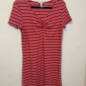 Red and White Striped Dress